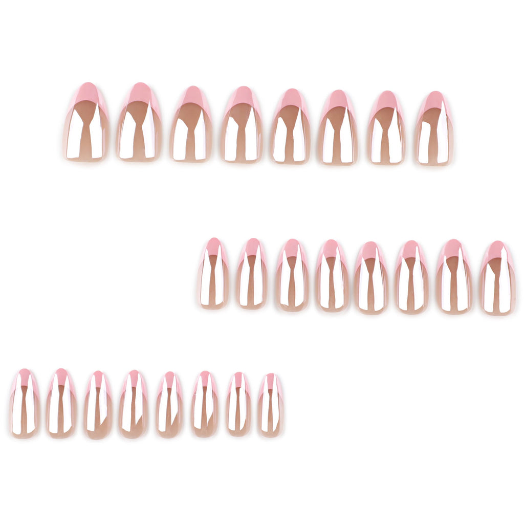 Blush French Almond pink short almond press-on nails