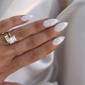 White Dot Almond minimalist press-on nails