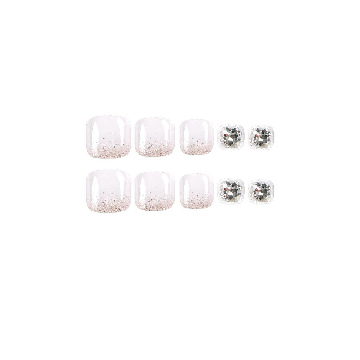 White Crystal rhinestone press-on toenails, alternate view 5