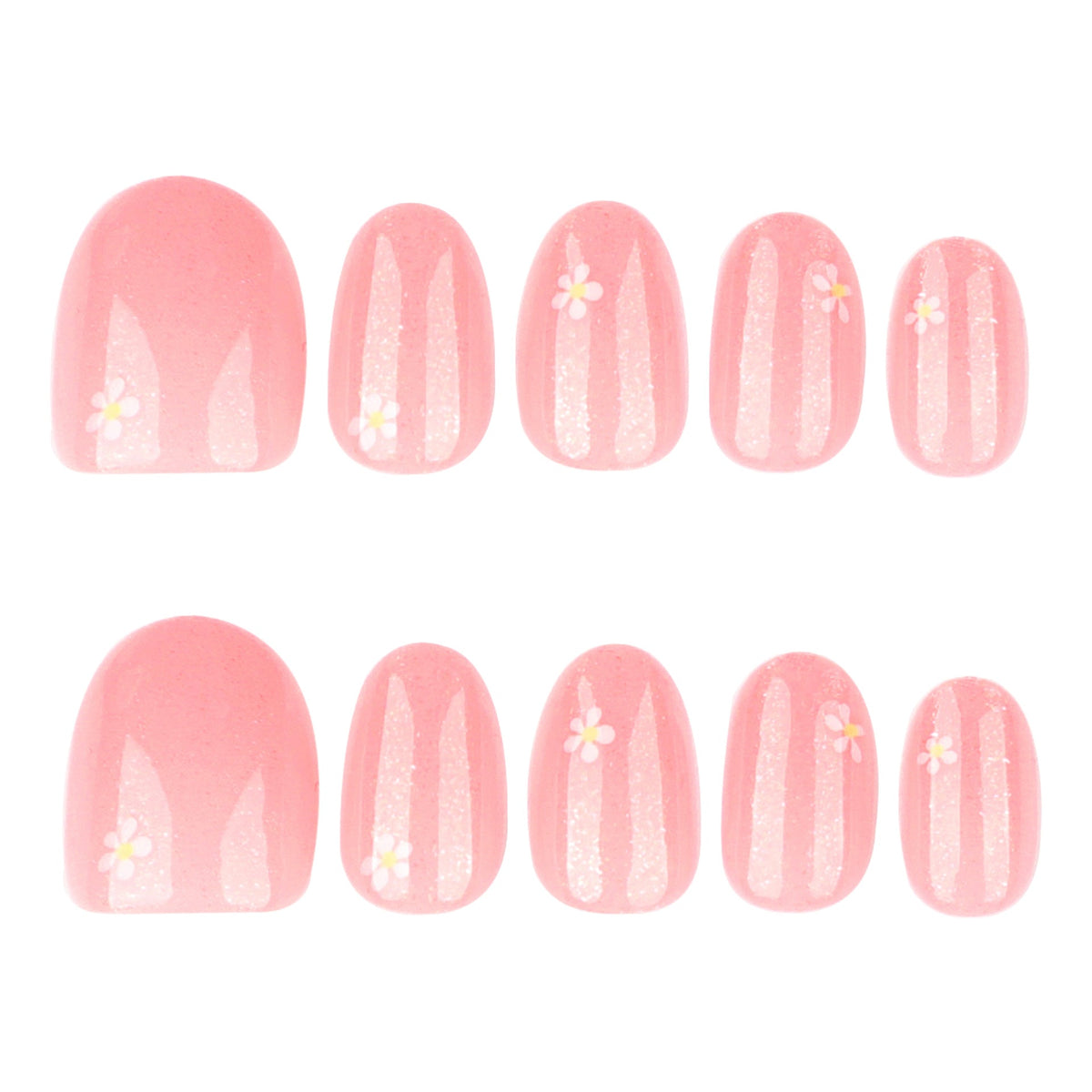 Sparkling Bloom short round press-on nails
