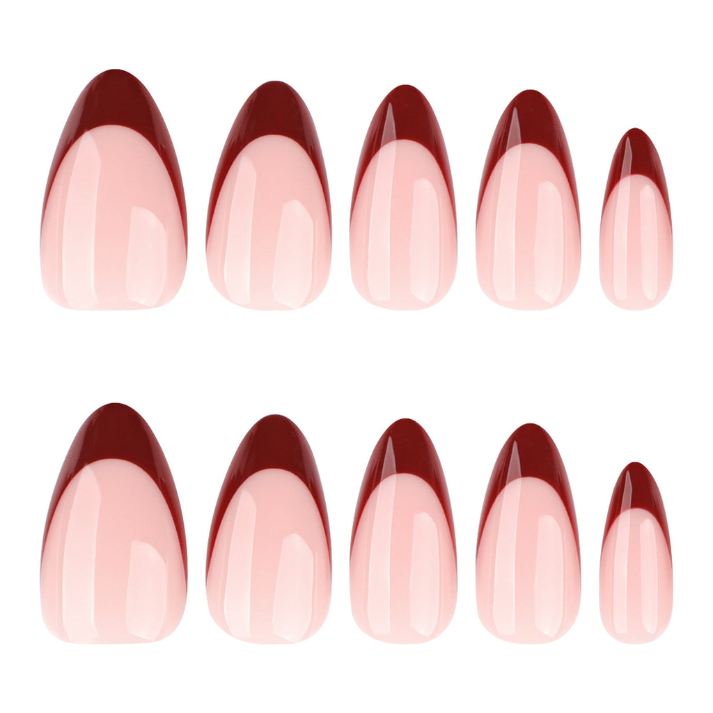 Scarlet Fade French short almond press-on nails