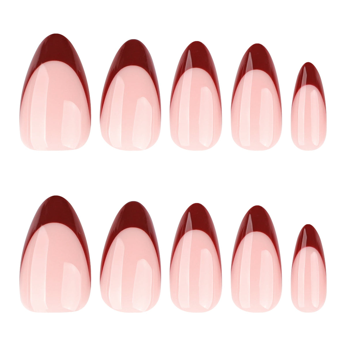 Scarlet Fade French short almond press-on nails