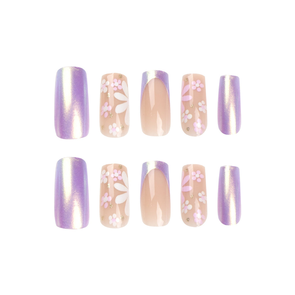 Chameleon Blossom pink and white press-on nails