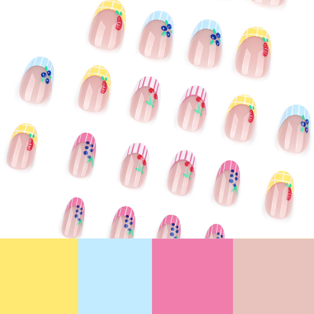 Fruit Pop French short round press-on nails