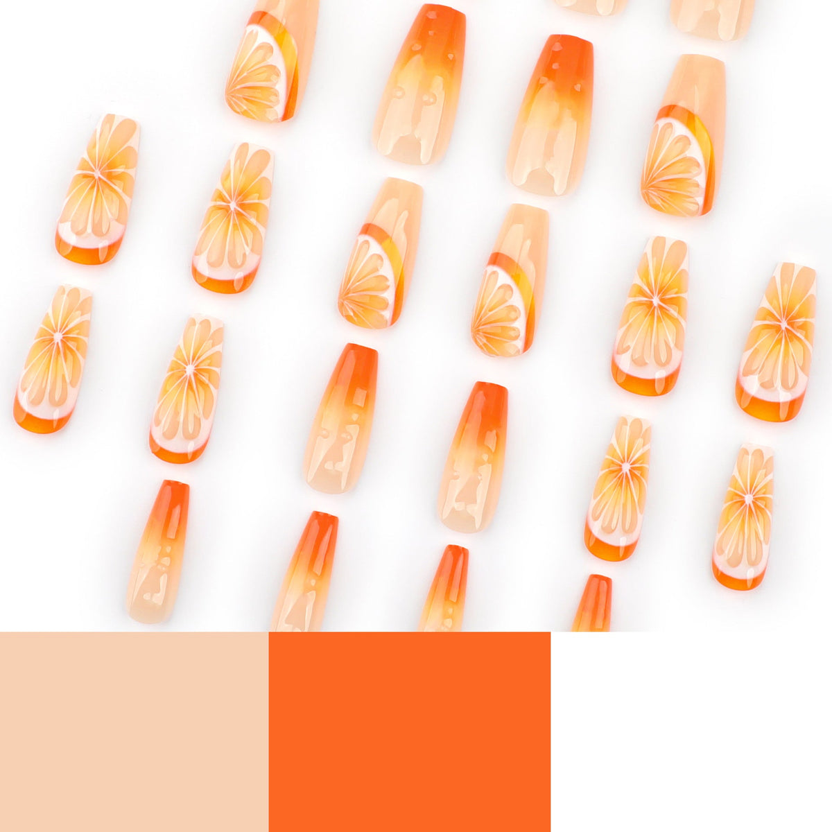 Citrus Bloom 3D orange press-on nails