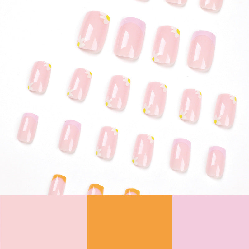 Lemon Lilac Floral French press-on nails