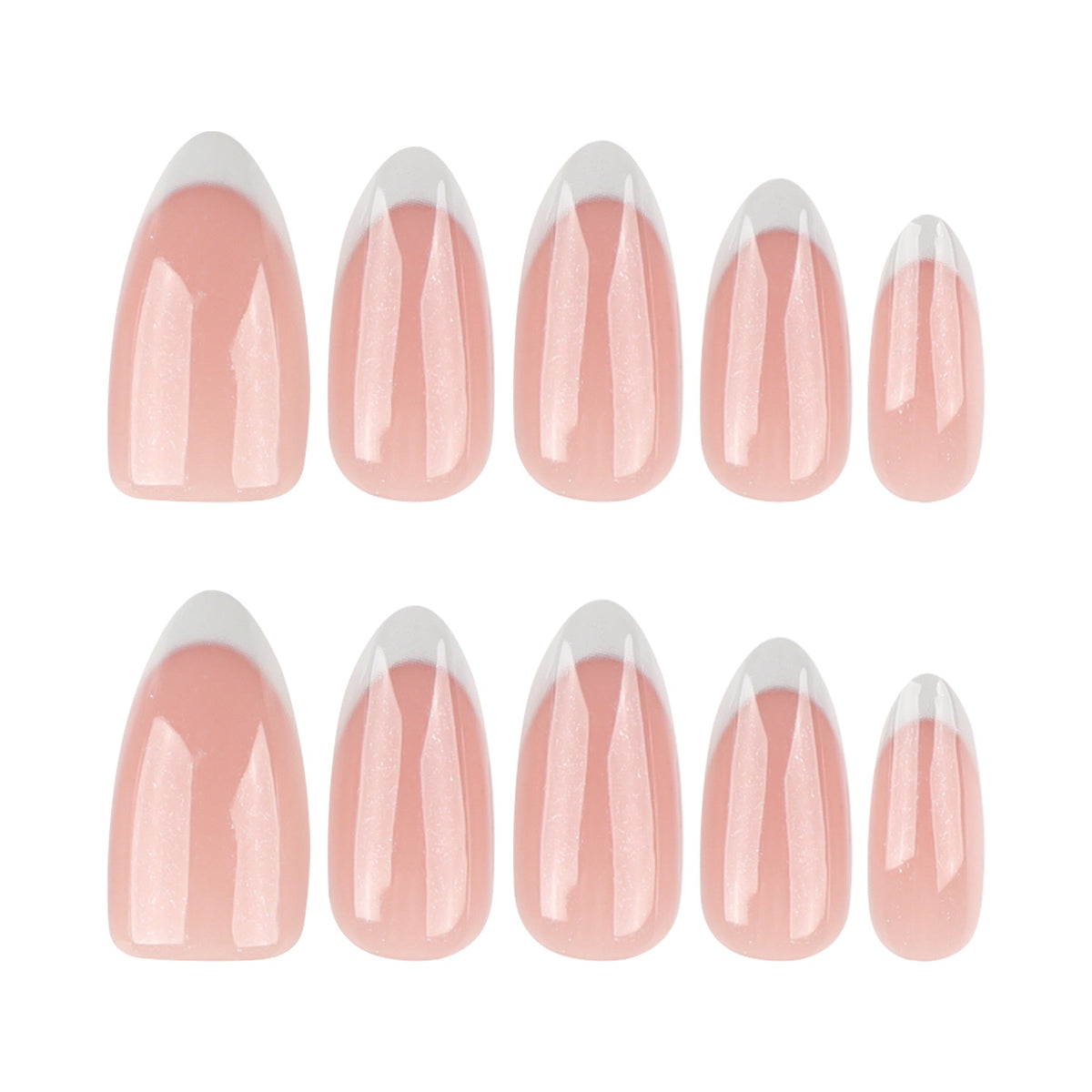 Classic White French medium almond press-on nails