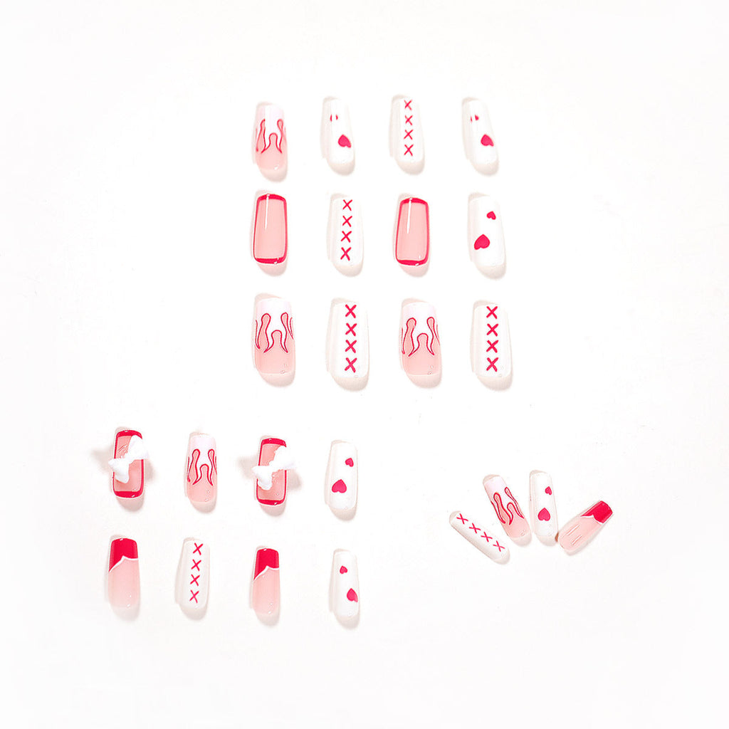 Blush Flame Bow press-on nails