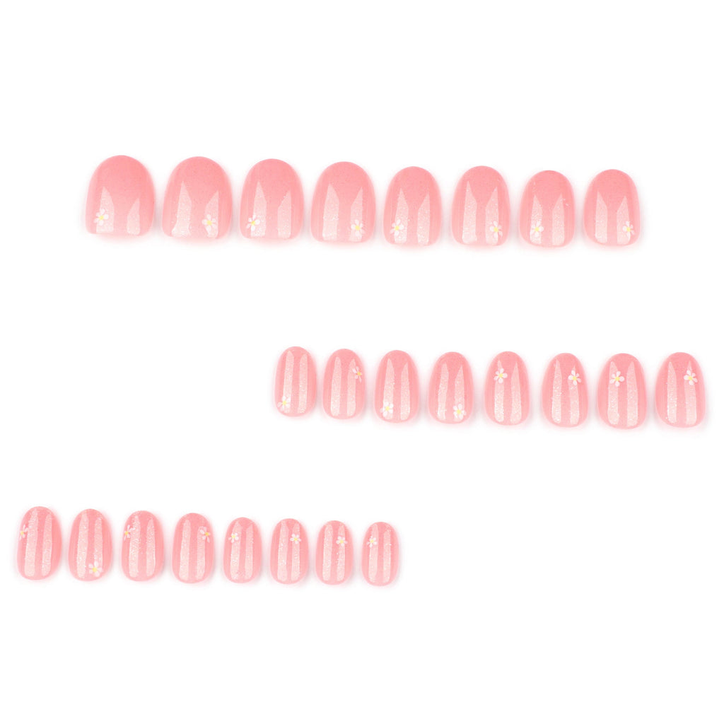 Sparkling Bloom short round press-on nails