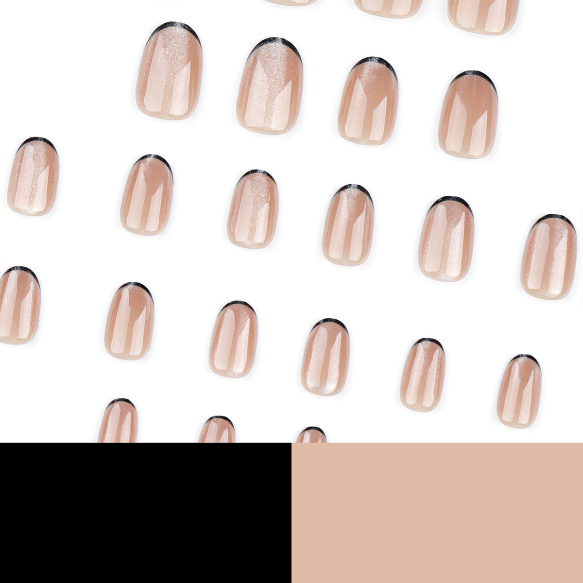 Cocoa Cat Eye French short press-on nails