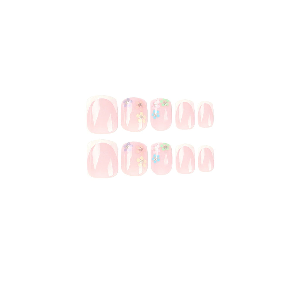 Gilded Floral French short press-on nails