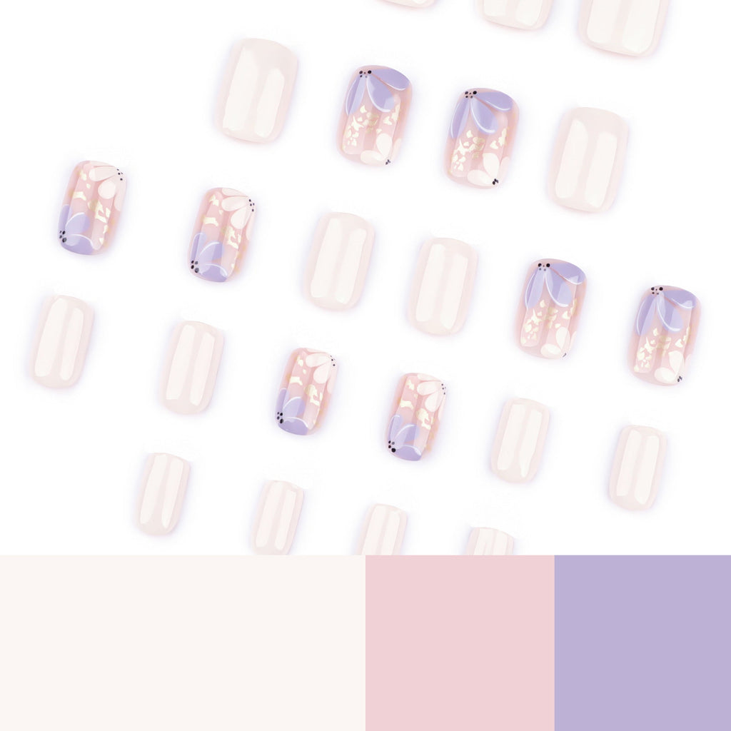Spring Blossom short square press-on nails