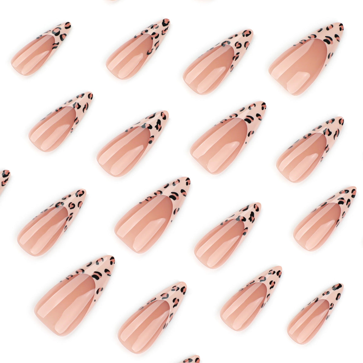 Leopard French Almond press-on nails