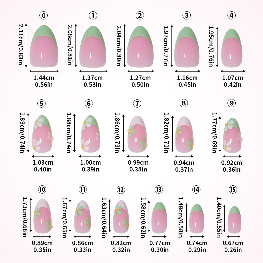 Daisy French floral 32-piece press-on nail set
