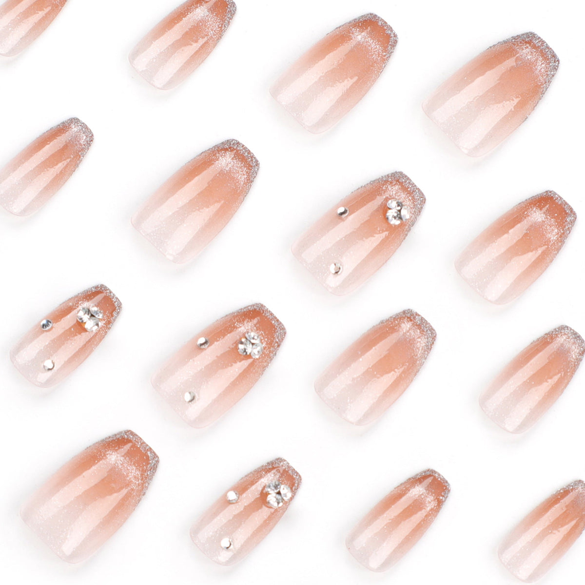 Crystal Fade French gradient press-on nails