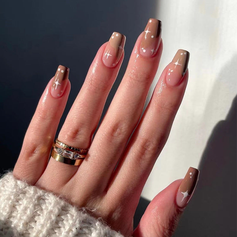 Cocoa Star French brown press-on nails