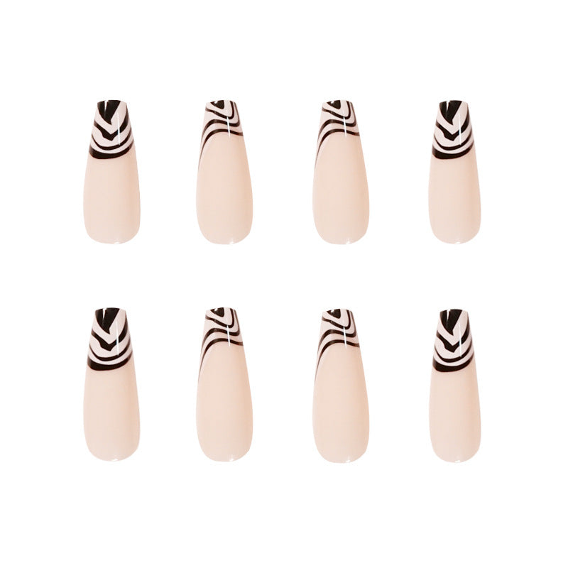 Noir Line French black and white graphic press-on nails