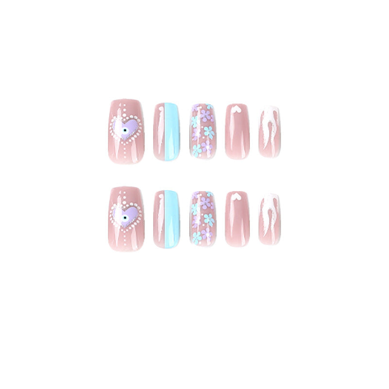 Flame and Bloom Mix glitter press-on nails