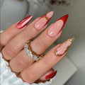 Scarlet French Almond red press-on nails