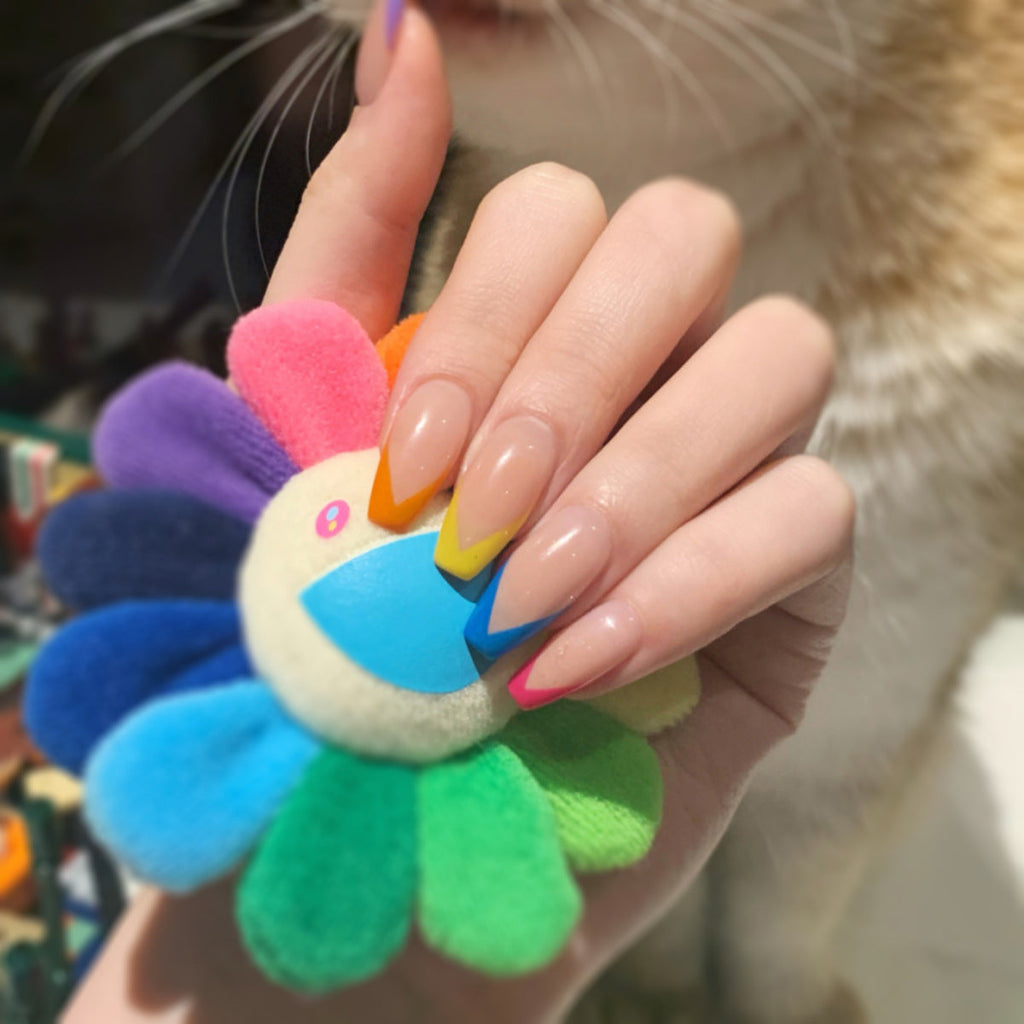 Rainbow French press-on nails