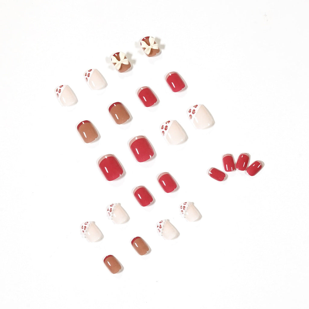 Pearl Leopard Blush press-on nails