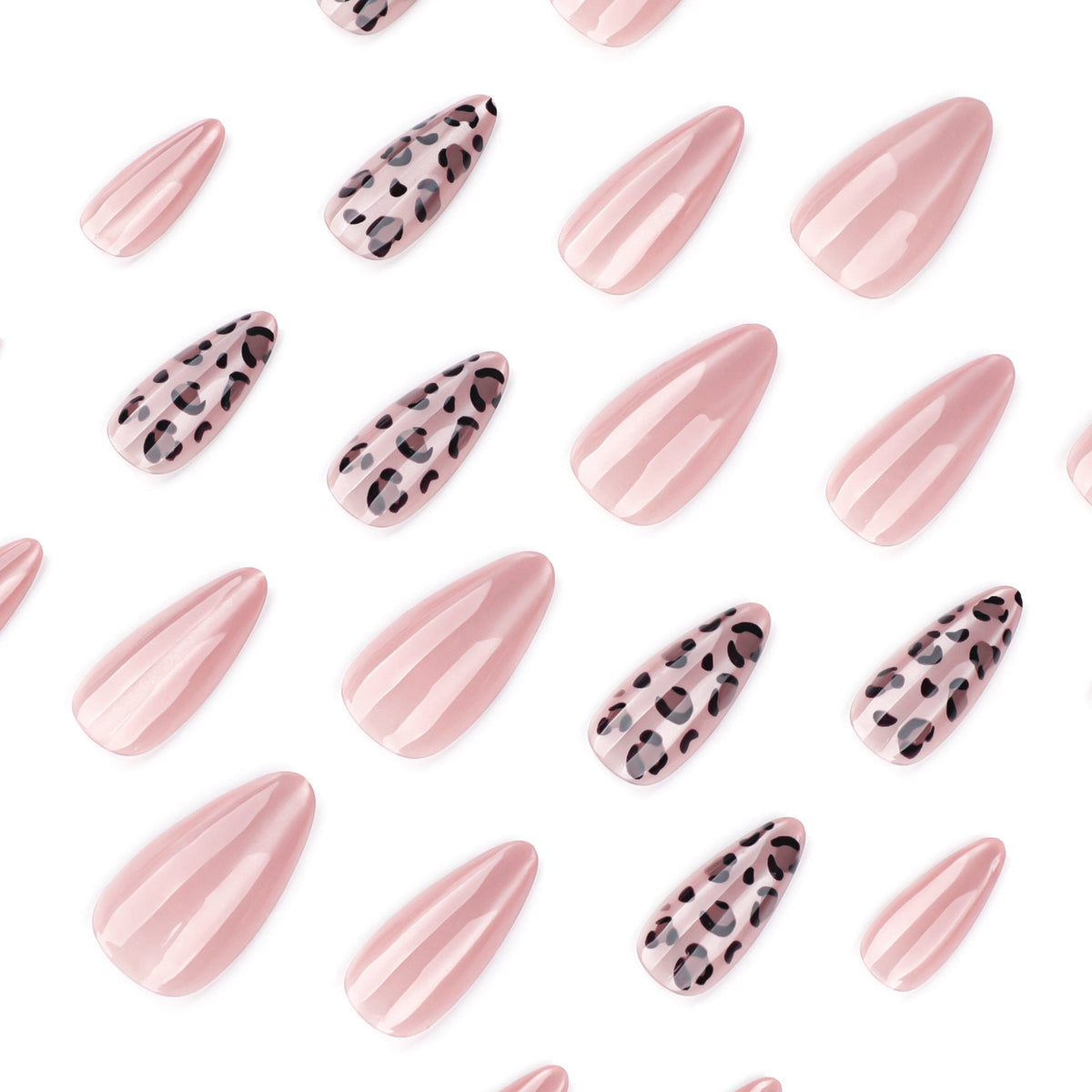 Leopard Cat Eye short almond press-on nails