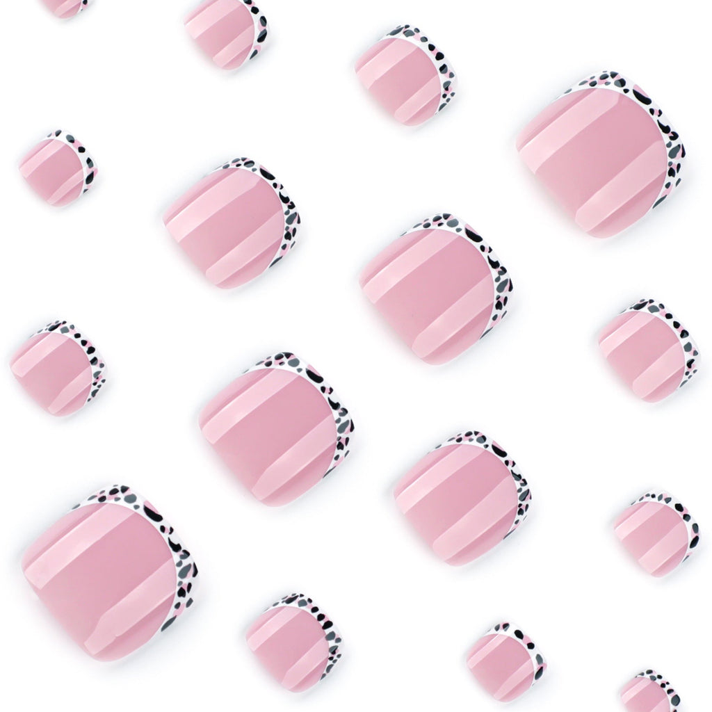Leopard French press-on toenails