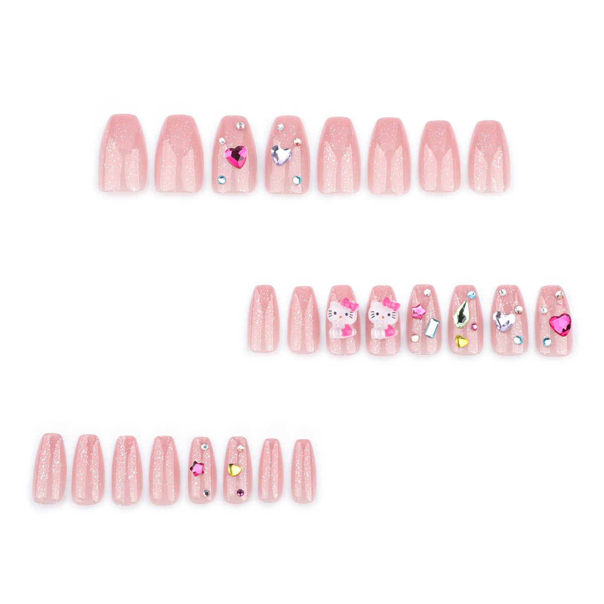 Gemstone Ballet short rhinestone press-on nails