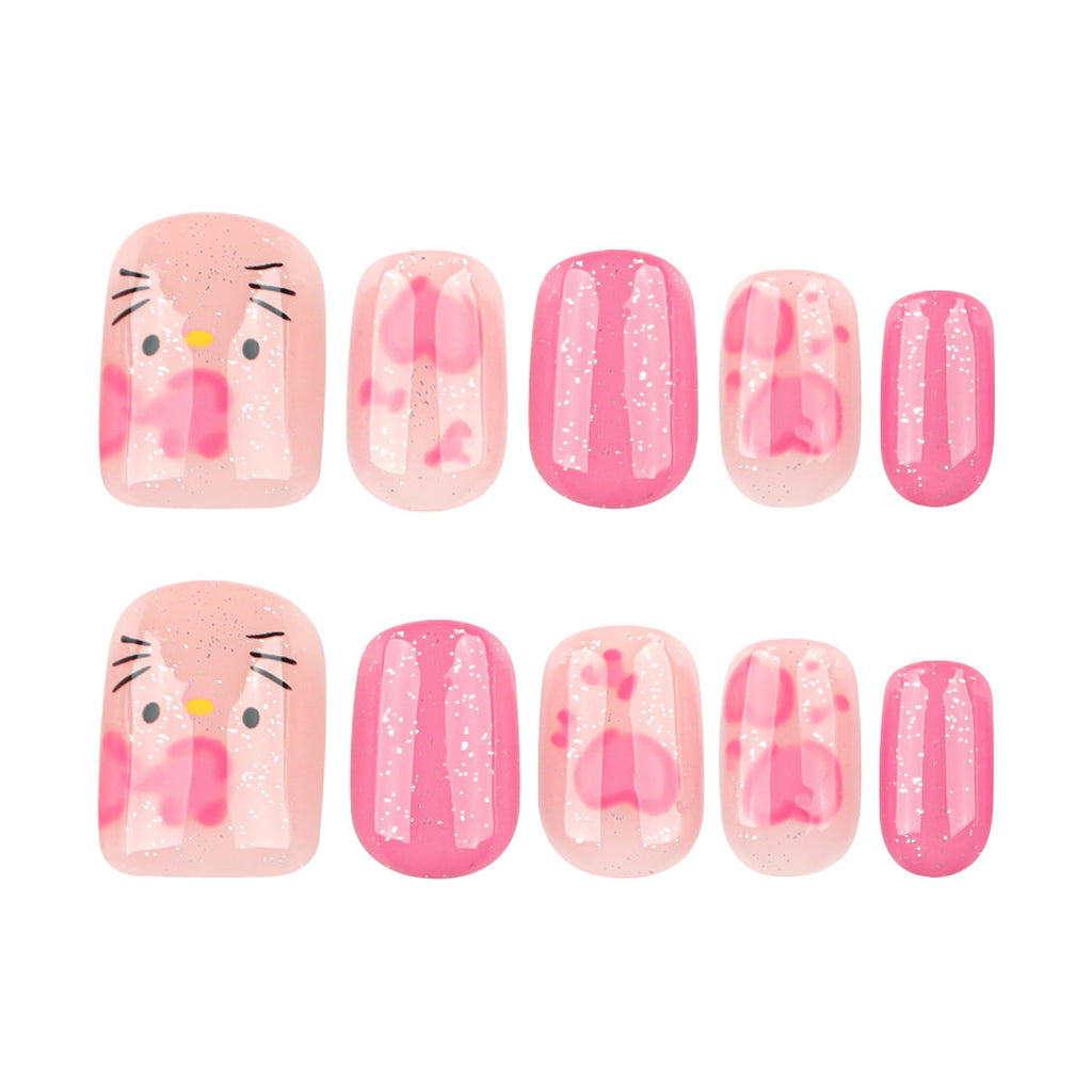 Pink Bow short square press-on nails
