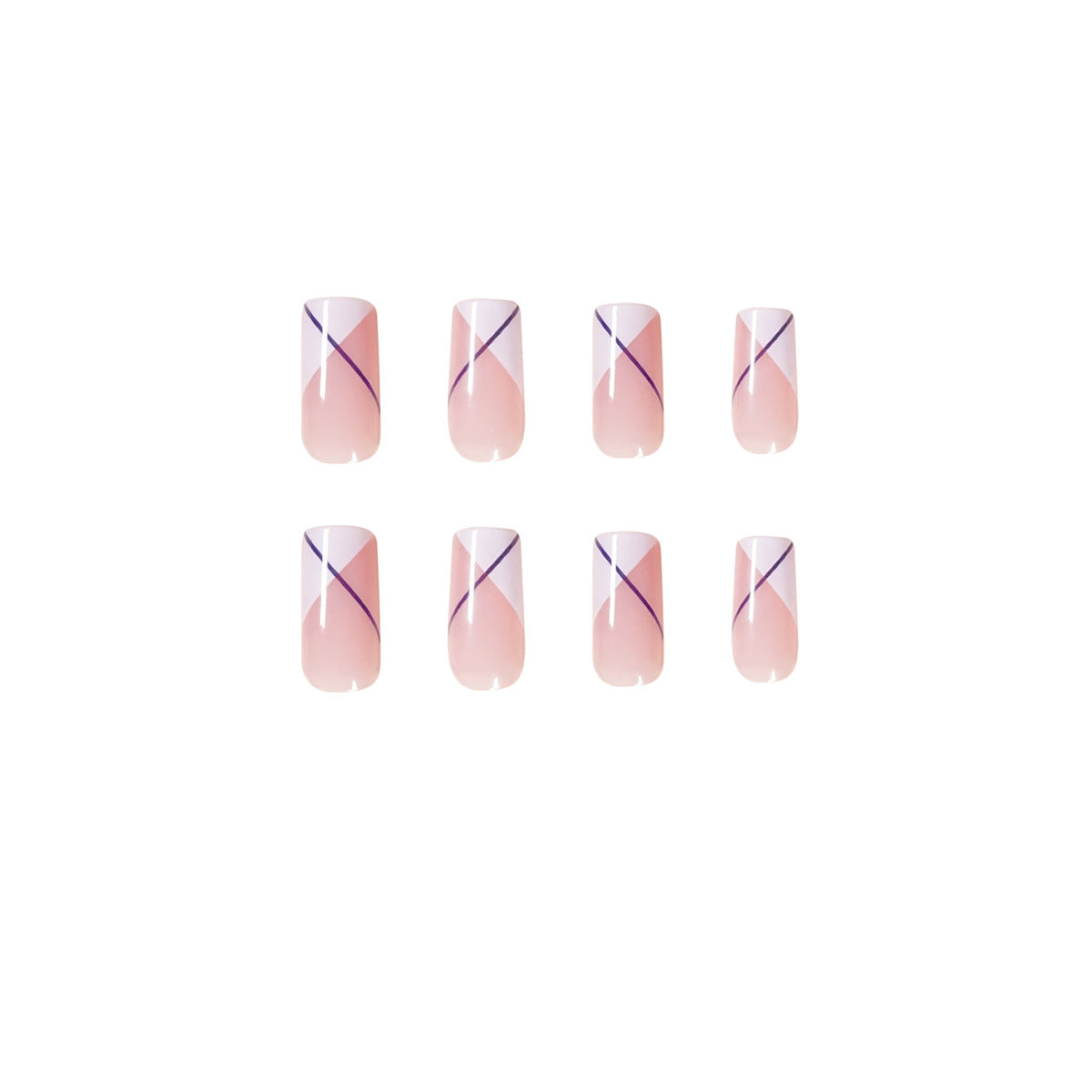 Oblique French Nude medium-long square press-on nails