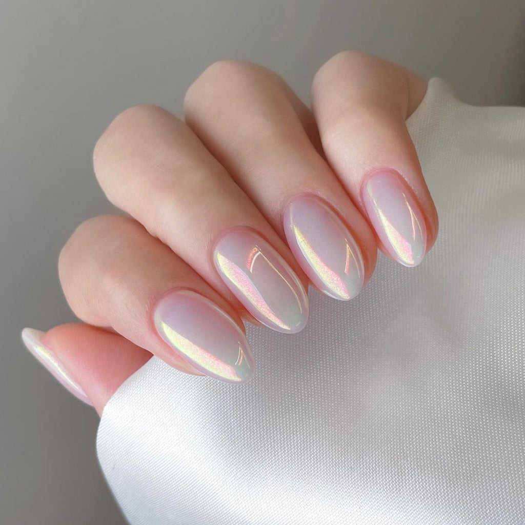 Porcelain White solid press-on nails