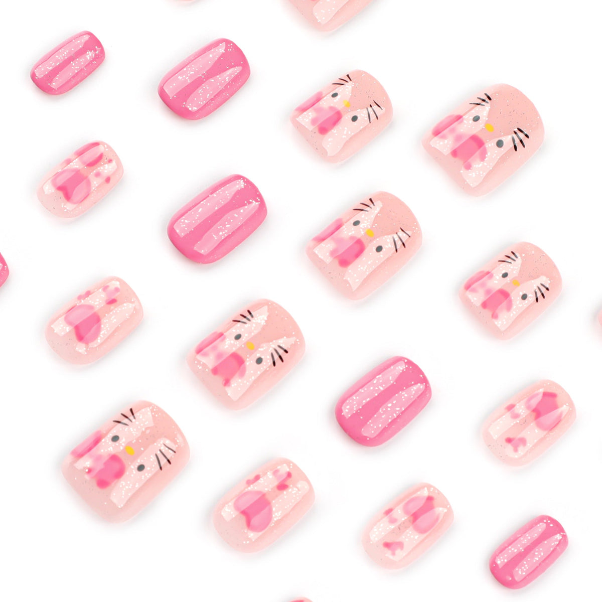 Pink Bow short square press-on nails