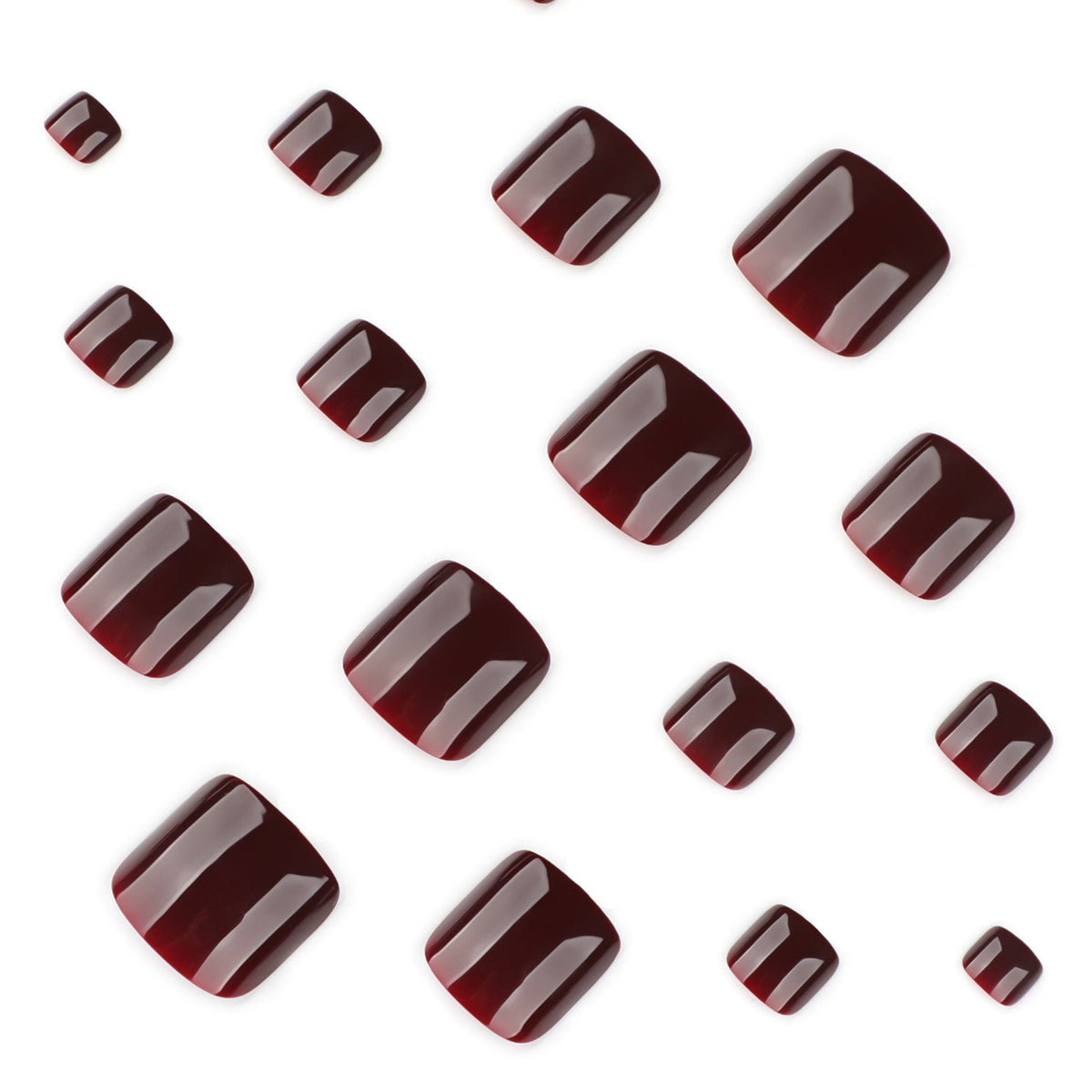 Burgundy Luxe glossy press-on toenails