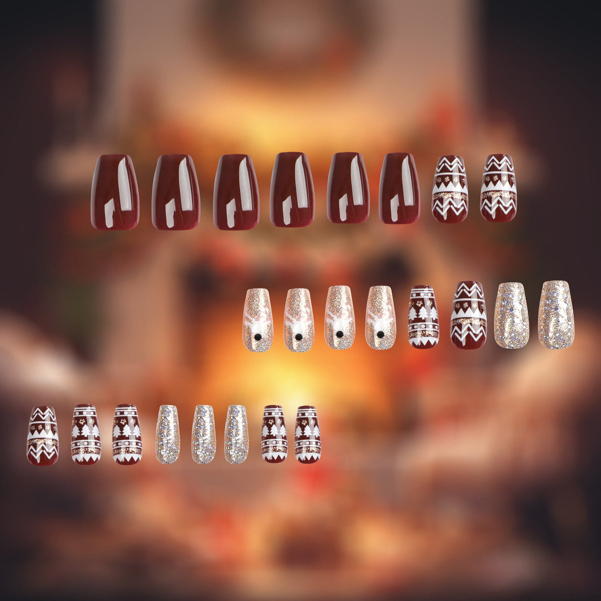 Holiday Reindeer Ballet Christmas press-on nails