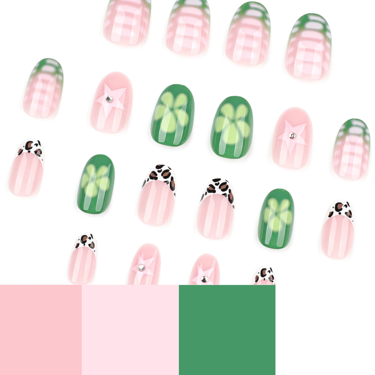 Fresh Green Round short press-on nails