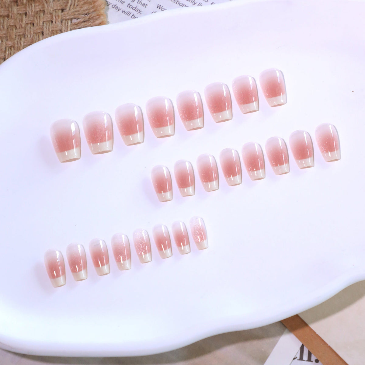 Cream Blush Cat Eye short ballet press-on nails