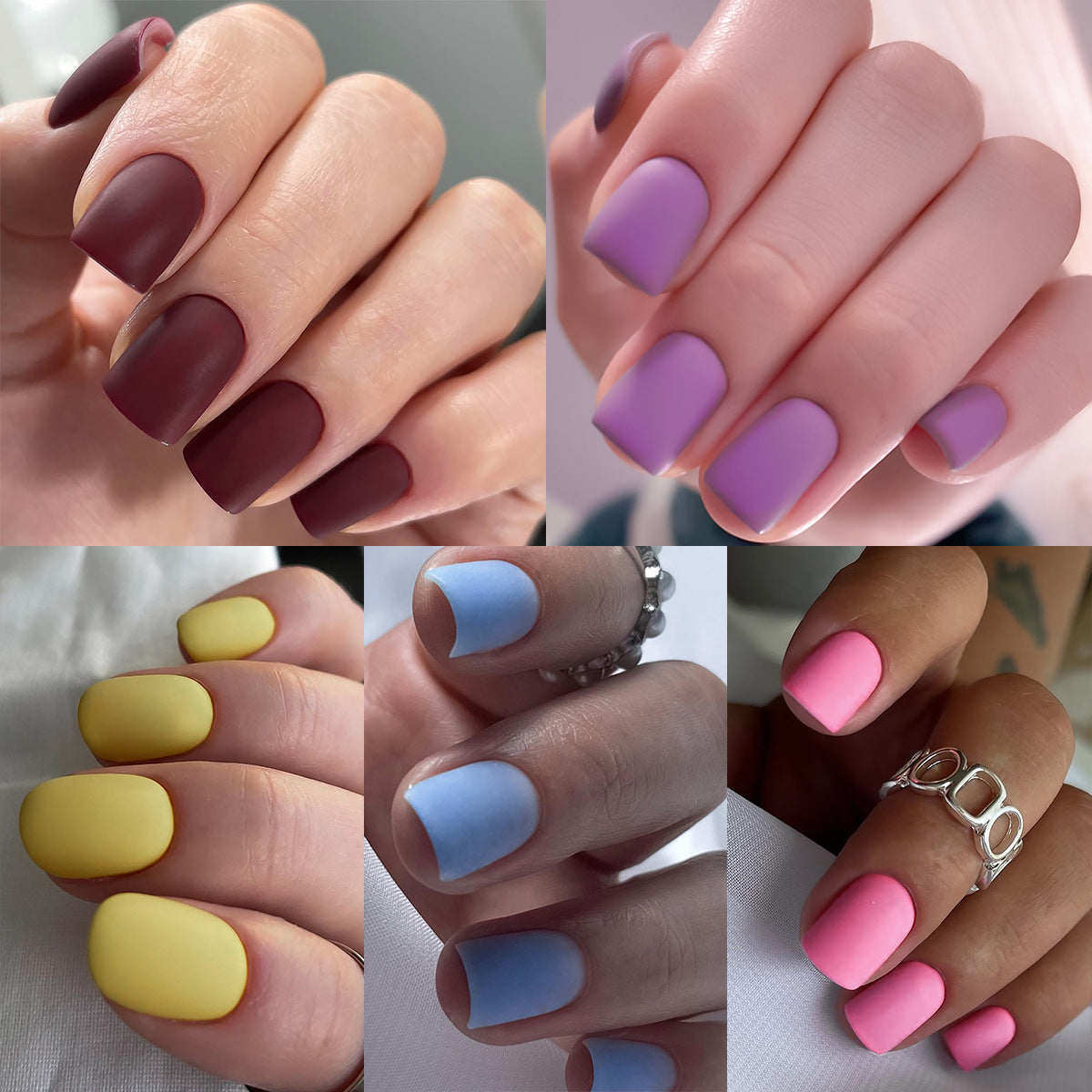 Frosted Solid Square press-on nail collection