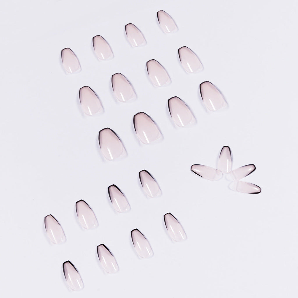 Noir Oblique French short ballet press-on nails