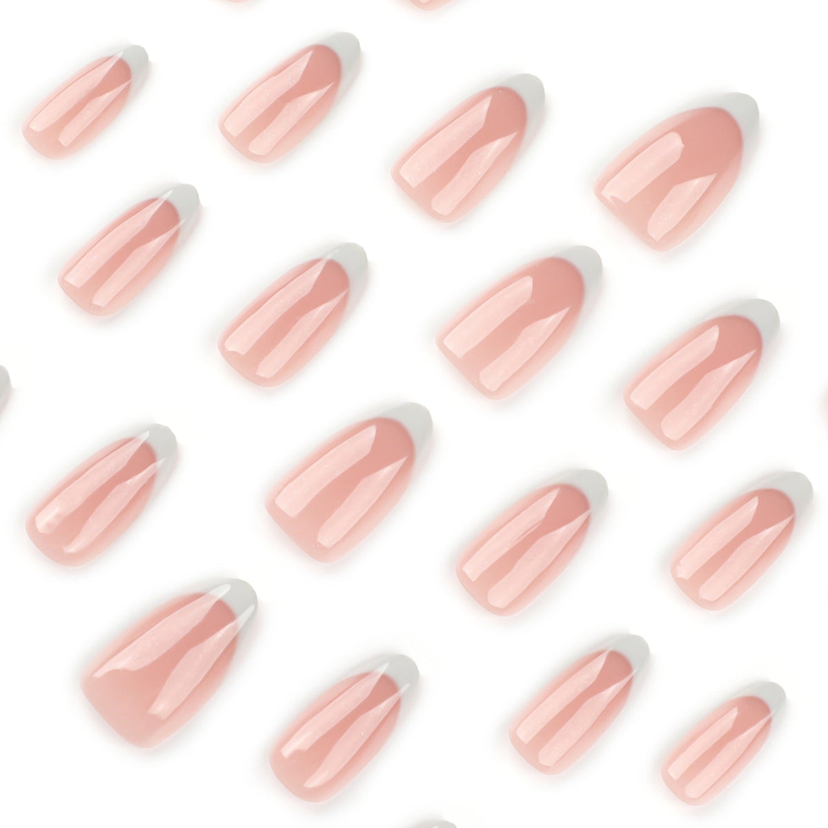 Classic White French medium almond press-on nails