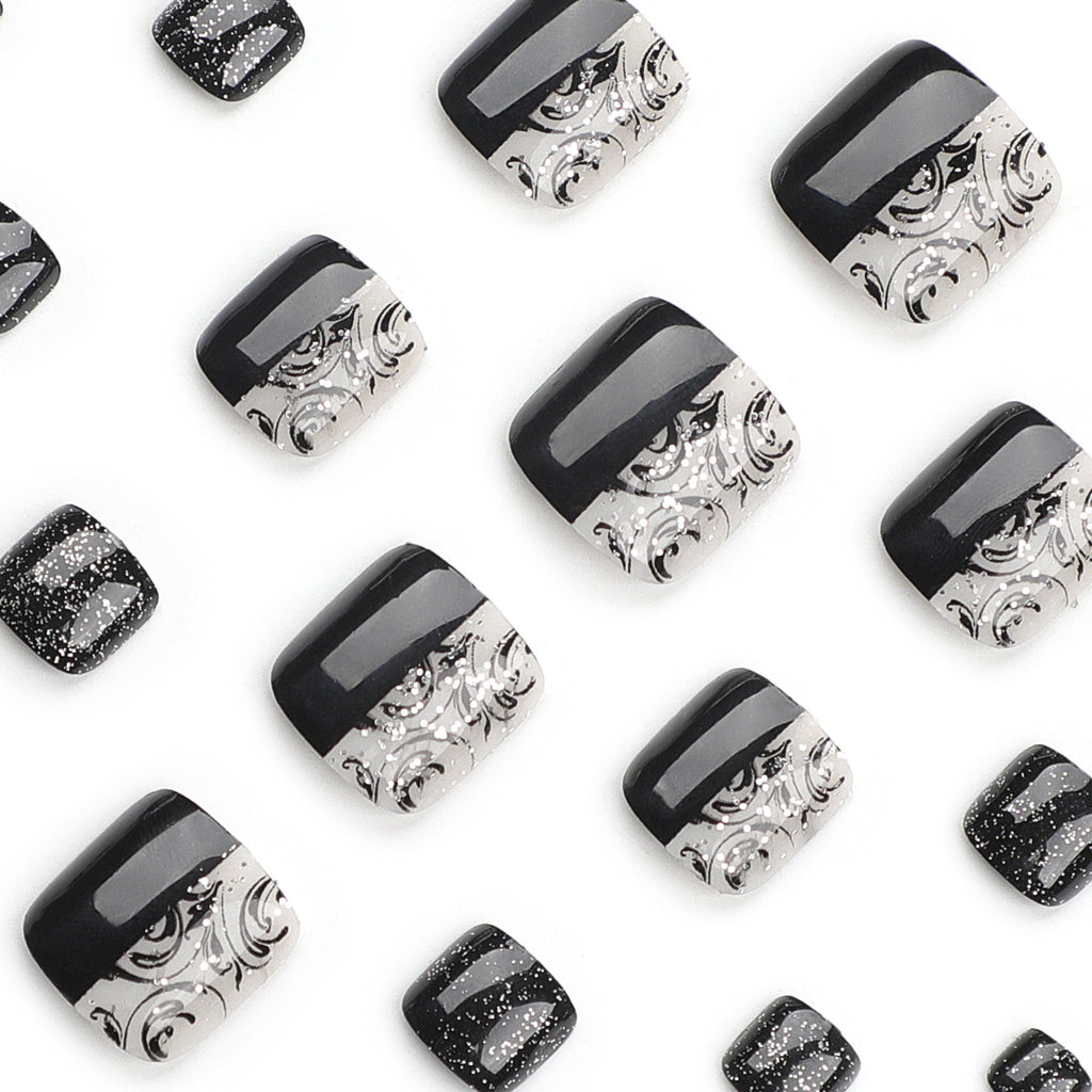 Noir Spark press-on toenails