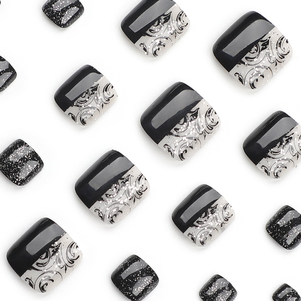 Noir Spark press-on toenails