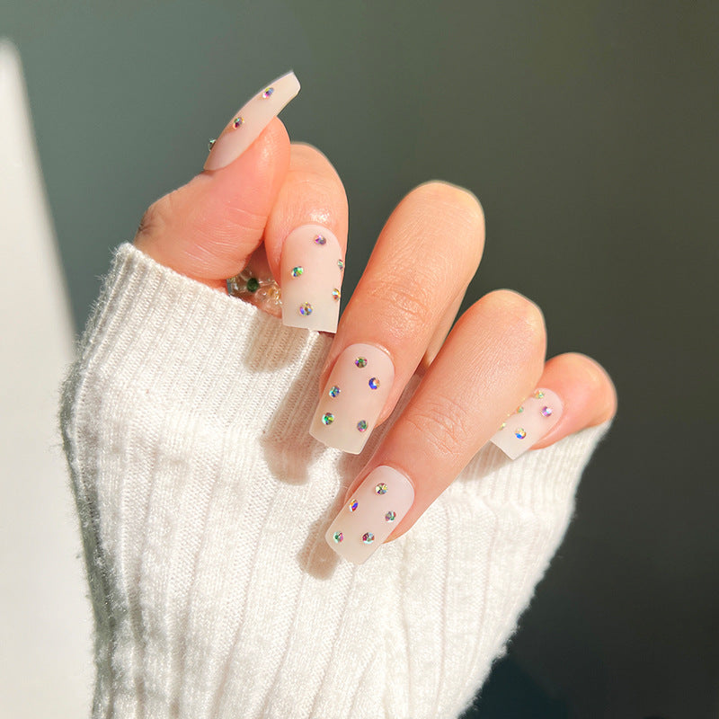 Bare Frost French rhinestone press-on nails