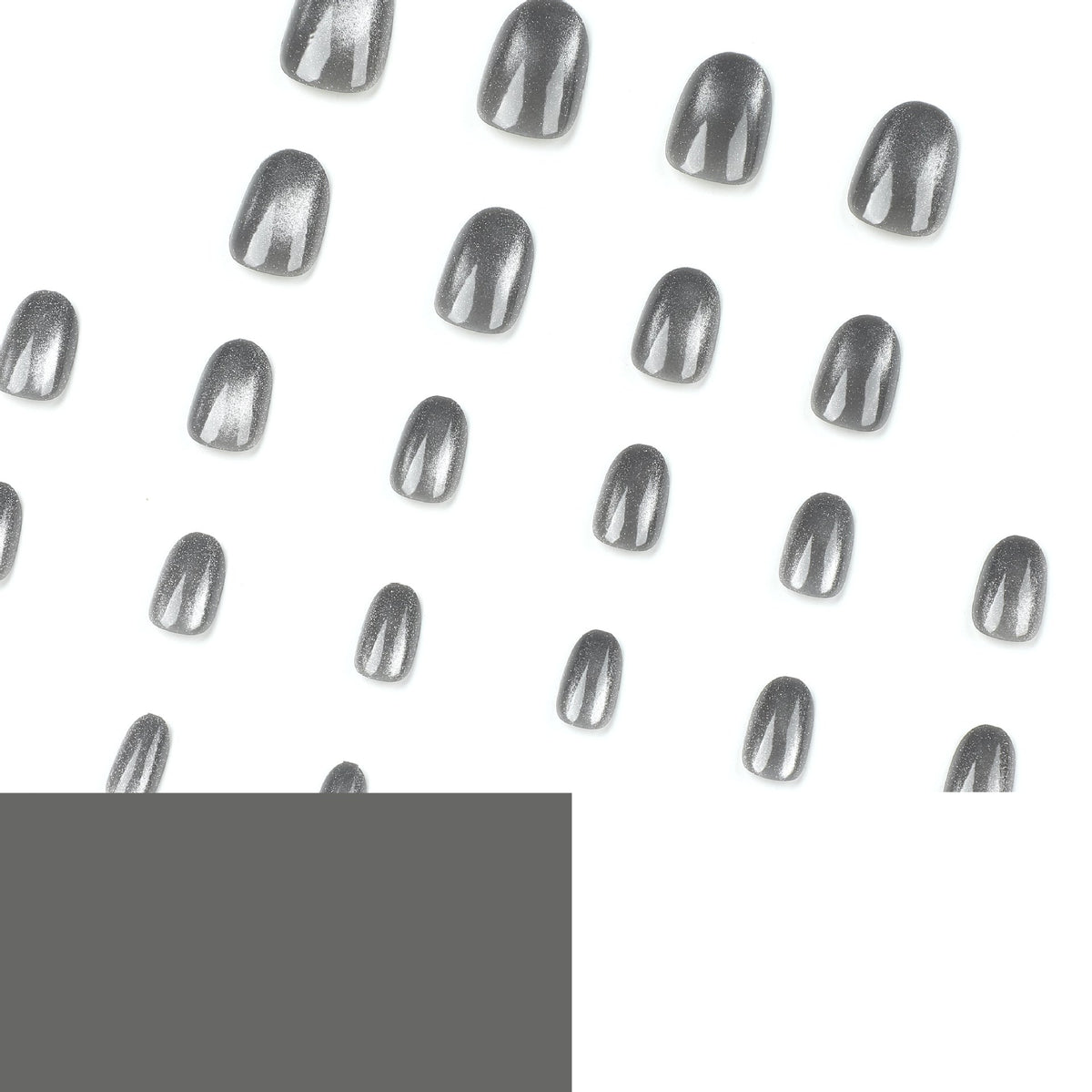 Smoke Cat Eye short gray press-on nails