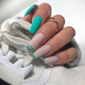 Lake Blue French blue and white press-on nails