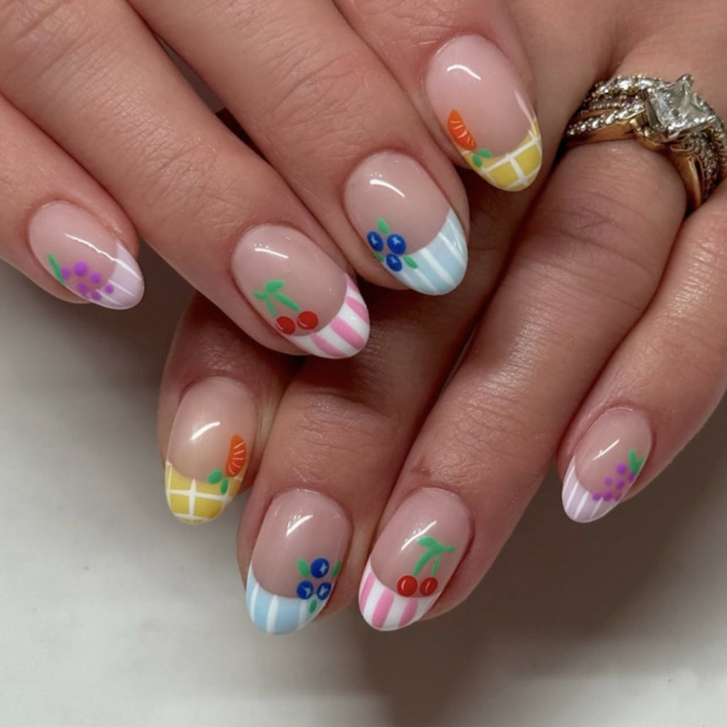 Fruit Pop French short round press-on nails