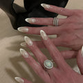Crystal French medium almond glitter press-on nails