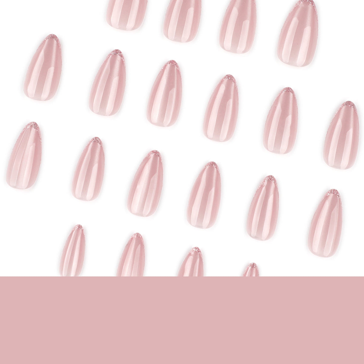 Nude Cat Eye French glitter almond press-on nails