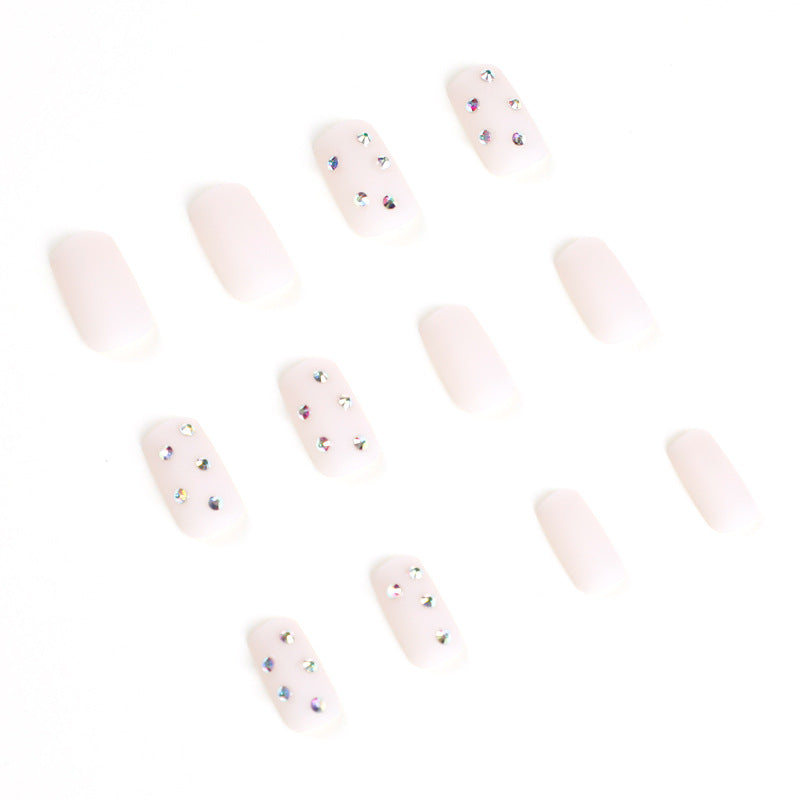 Bare Frost French rhinestone press-on nails