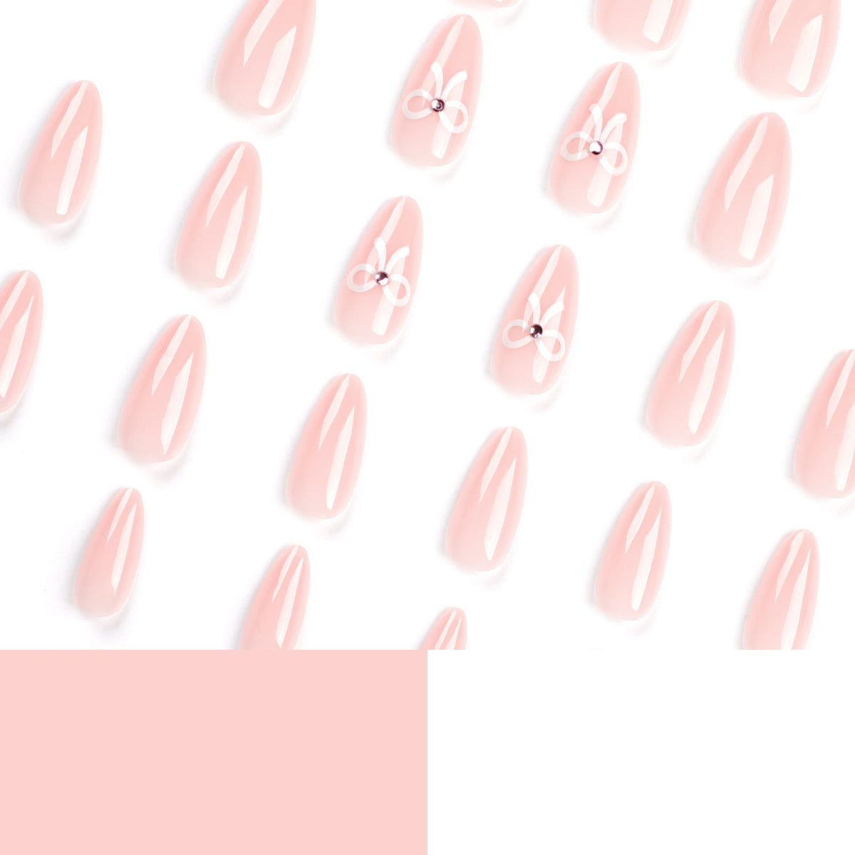 Ivory Bow short nude press-on nails