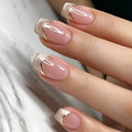 Soft Cat Eye French short square press-on nails